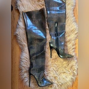 Akira thigh high Gator boots